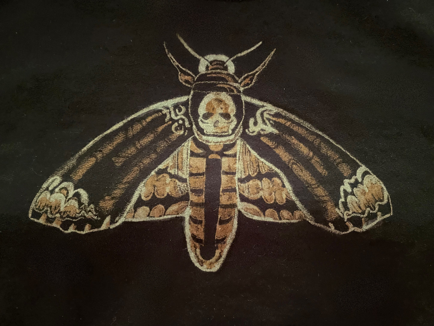 death’s-head hawkmoth bleach dye sweatshirt