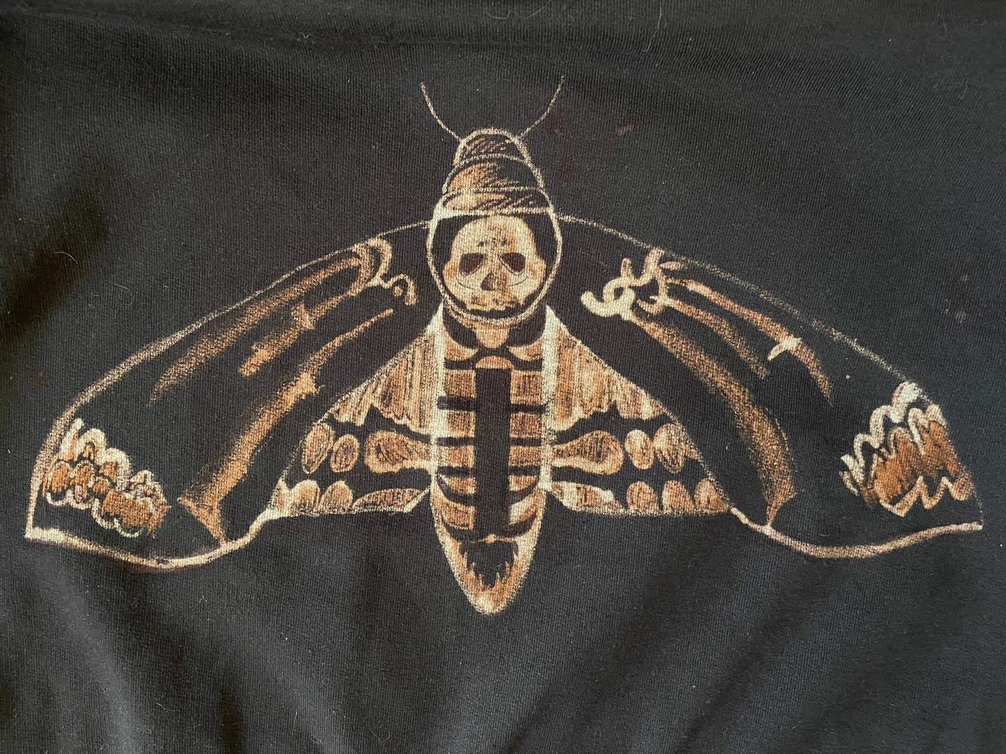 death’s-head hawkmoth bleach dye sweatshirt