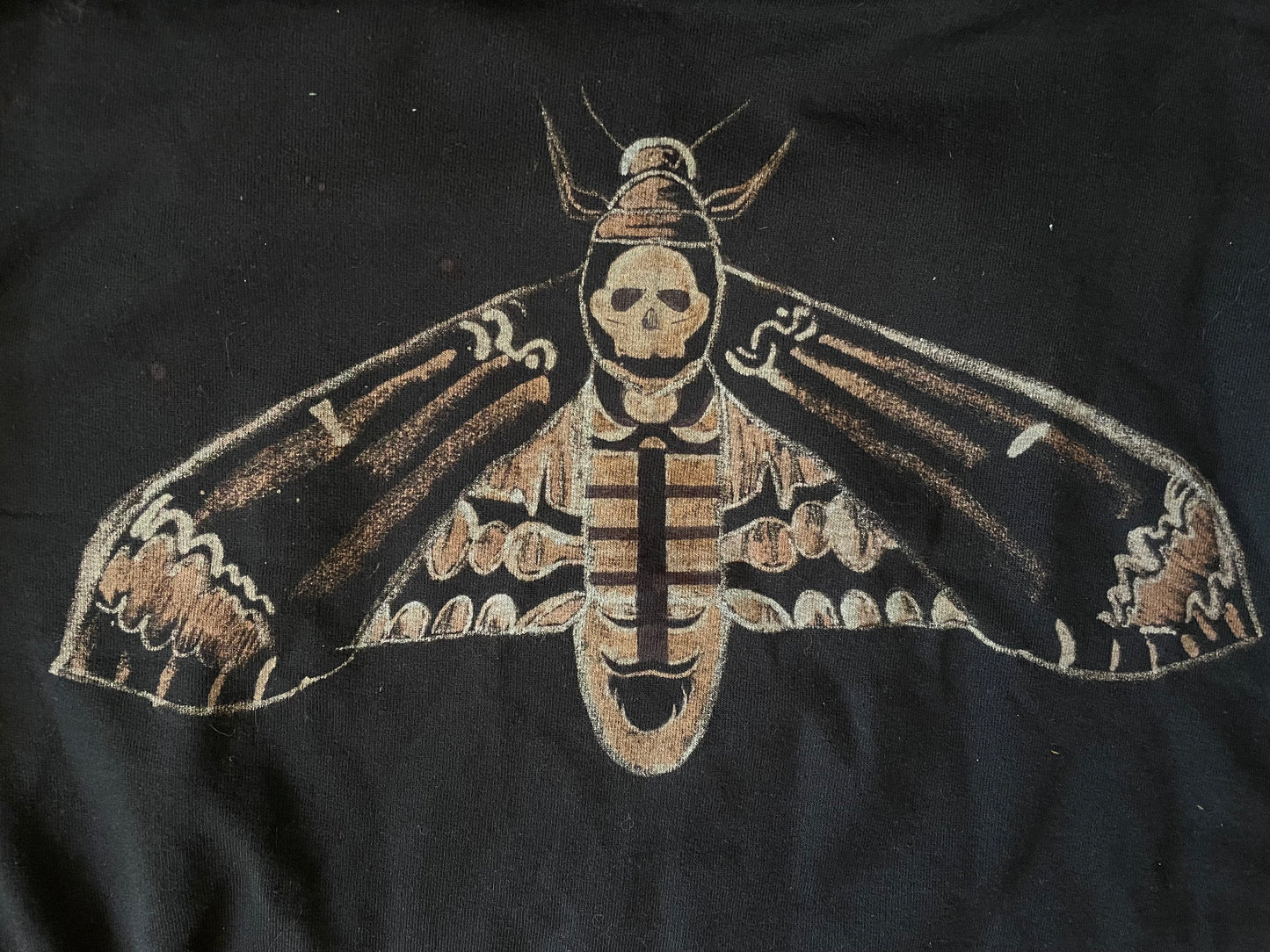 death’s-head hawkmoth bleach dye sweatshirt