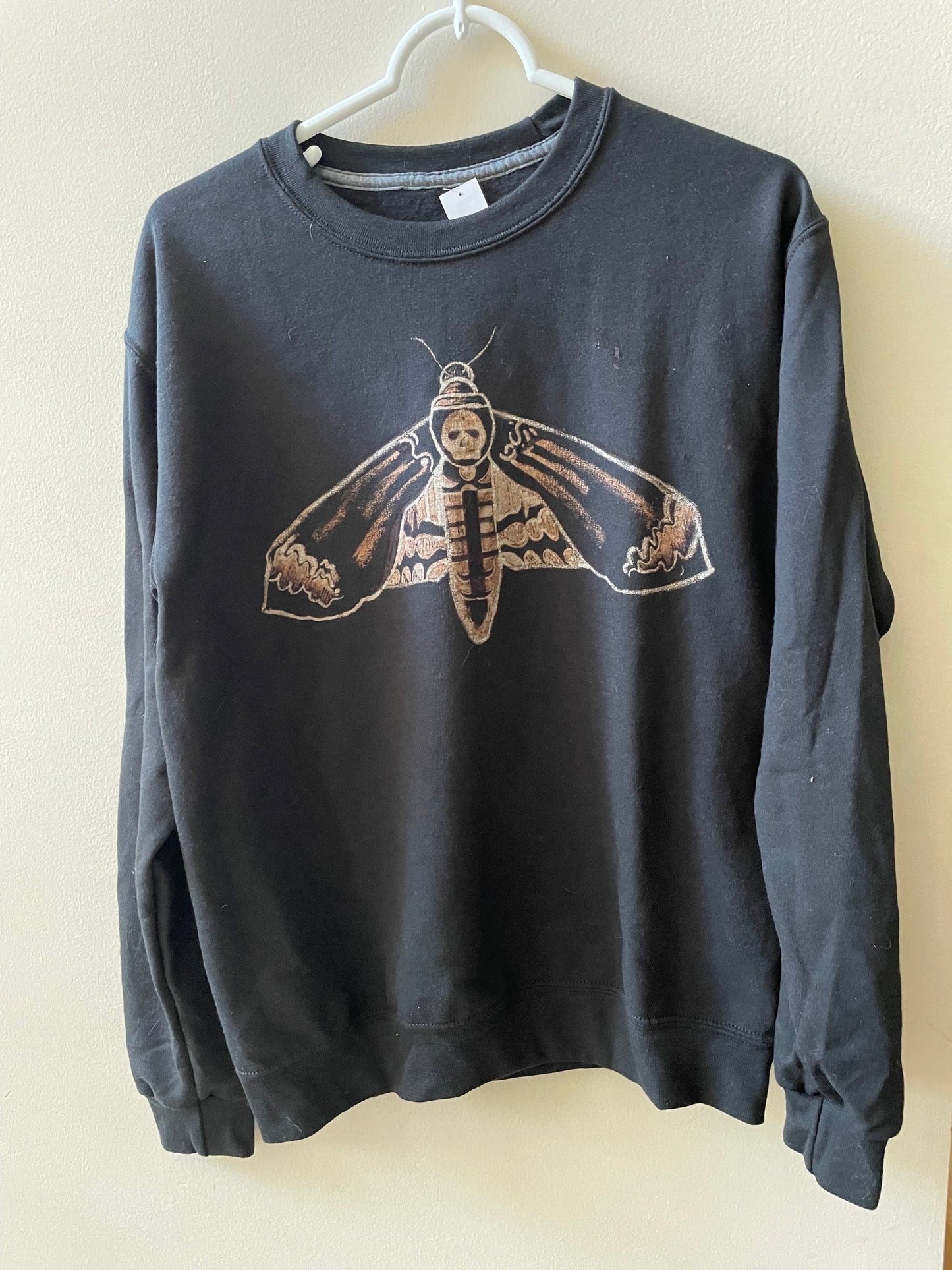 death’s-head hawkmoth bleach dye sweatshirt