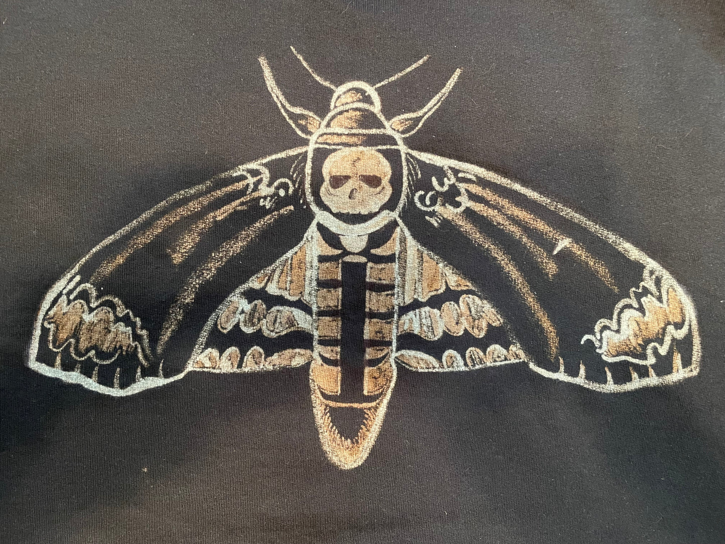 death’s-head hawkmoth bleach dye sweatshirt